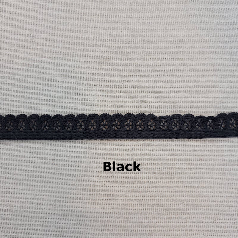 Picot Elastic - 1/2" (13mm) - Pinwheel - Various Colors